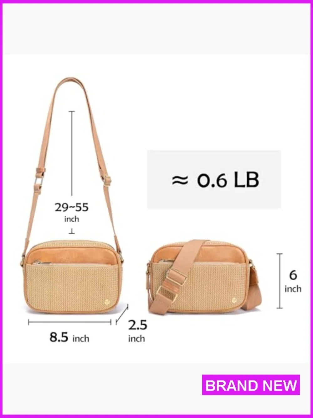 Faux Straw Crossbody Bag RFID Woven Beach Vacation Purse Summer Travel